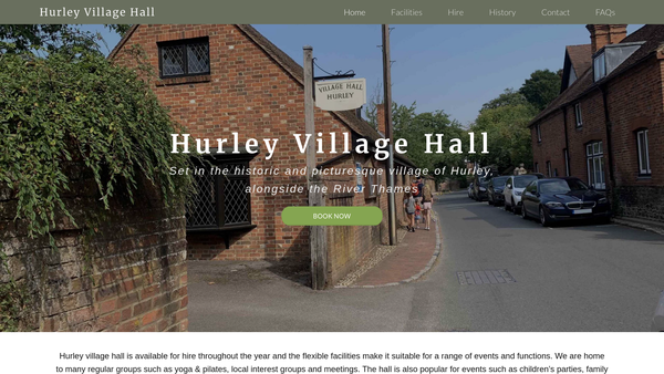 Screenshot of the Hurley Village Hall website
