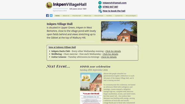 Screenshot of the The Inkpen Village Hall website