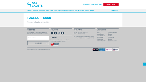 Screenshot of the Reading Sea Cadets website