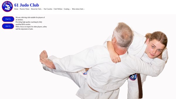 Screenshot of the The 61 Youth Club website
