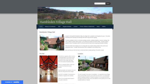 Screenshot of the Hambleden Village Hall website
