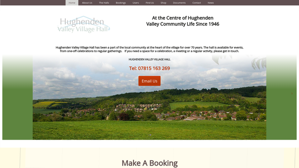Screenshot of the Hughenden Valley Village Hall And King George's Field website