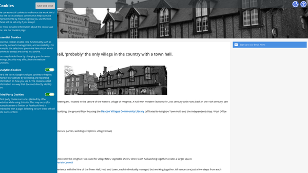 Screenshot of the Ivinghoe Town Hall website
