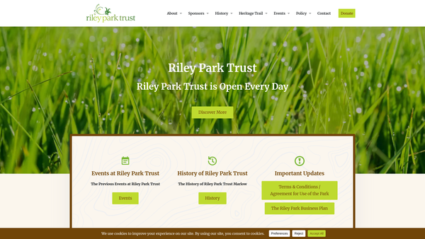 Screenshot of the Riley Recreation Ground Trust website