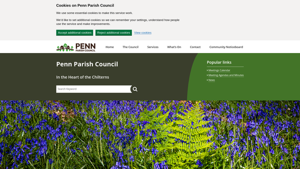 Screenshot of the Penn Parish Recreation Grounds Charity website
