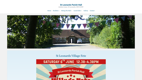 Screenshot of the St Leonard's Parish Hall website