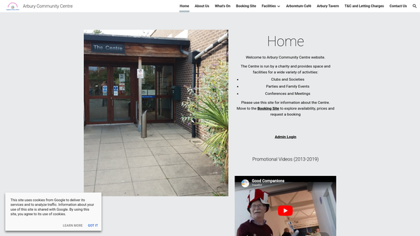 Screenshot of the Arbury Community Association website