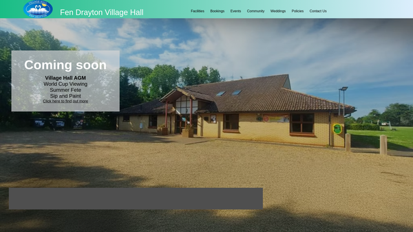 Screenshot of the Fen Drayton Village Hall website