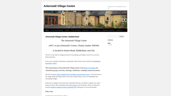 Screenshot of the Arkenstall's Centre website