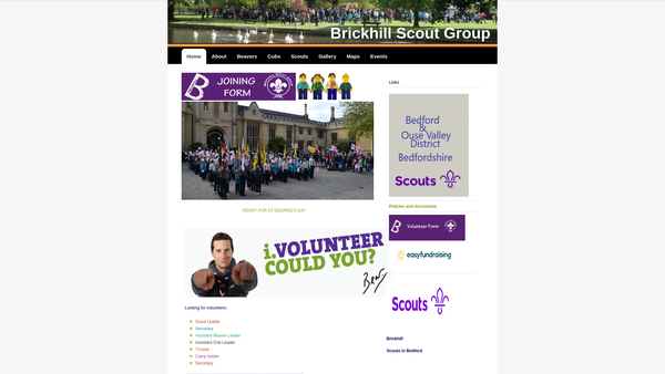 Screenshot of the Brickhill Bedford (North) Scout Group website