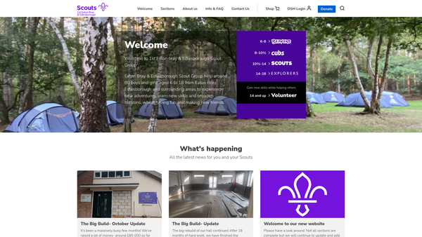 Screenshot of the 1st Eaton Bray And Edlesborough Scout Group website