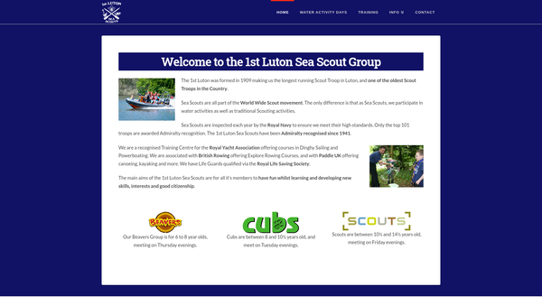 Screenshot of the First Luton Sea Scout Group website