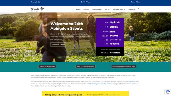 Screenshot of the 24th Abingdon Scout Group website