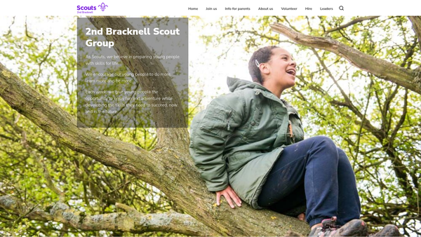 Screenshot of the 2nd Bracknell Scout Group website
