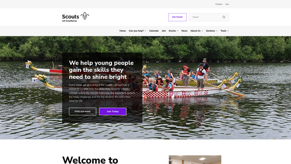 Screenshot of the 1st Crowthorne Scout Group website