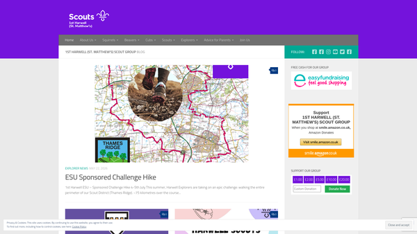 Screenshot of the 1st Harwell (St. Matthew's) Scout Group website