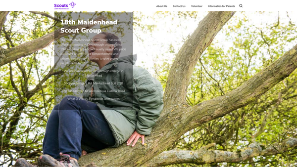 Screenshot of the 18th Maidenhead Scout Group website