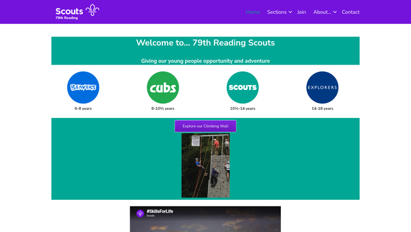 Screenshot of the 79th Reading Scout Group website