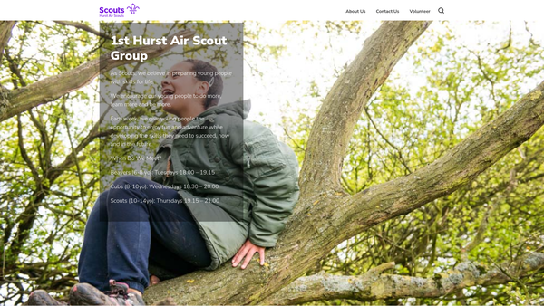 Screenshot of the 1st Hurst Air Scout Group website