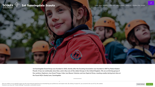 Screenshot of the 1st Sunningdale Scout Group website