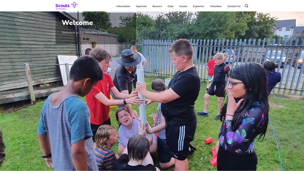 Screenshot of the 1st Woodley Scout Group website