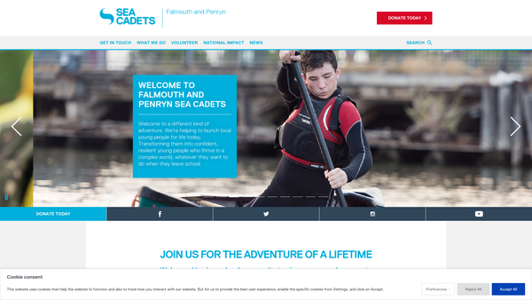 Screenshot of the Falmouth And Penryn Unit Of The Sea Cadet Corps website