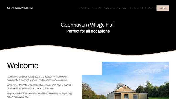 Screenshot of the The Goonhavern And District Community Centre website