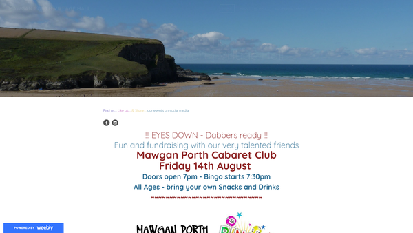 Screenshot of the Mawgan Porth Village Hall website
