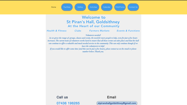 Screenshot of the Perranuthnoe Village Hall website