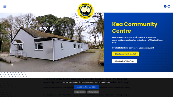 Screenshot of the Kea And District Community Centre website