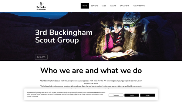Screenshot of the 3rd Buckingham Scout Group website