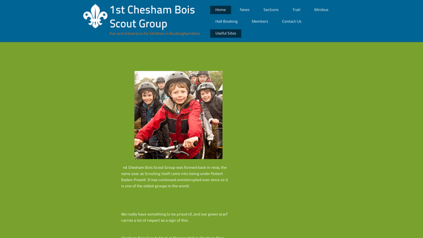 Screenshot of the 1st Chesham Bois Scout Group website