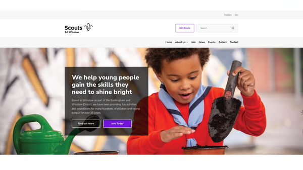Screenshot of the 1st Winslow Scout Group website