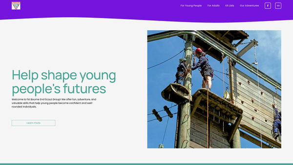 Screenshot of the 1st Bourne End Scout Group website
