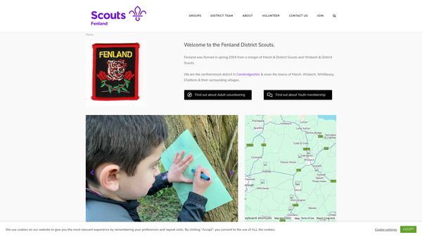 Screenshot of the Fenland Scouts Association website