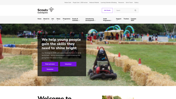 Screenshot of the Cambridgeshire County Scout Council website
