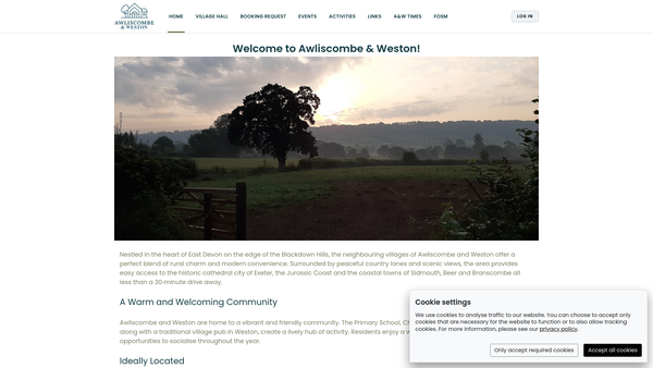 Screenshot of the Parish Room website