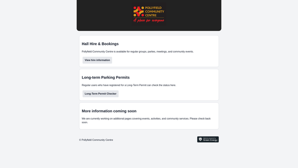 Screenshot of the Pollyfield Community Association website