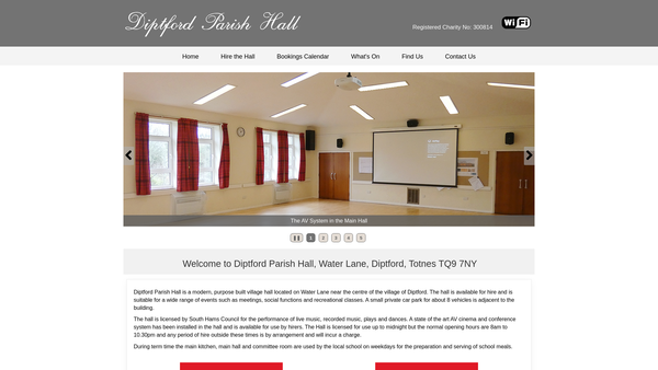 Screenshot of the The Diptford Parish Hall website