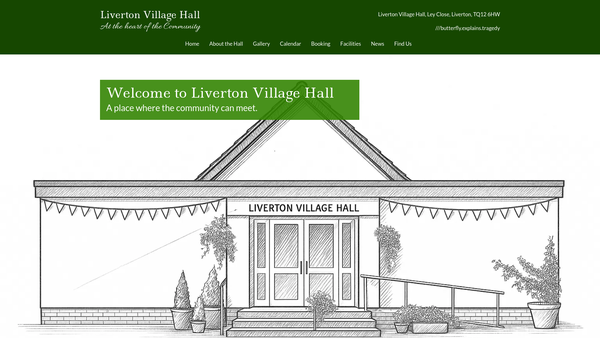 Screenshot of the Liverton Village Hall website