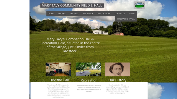 Screenshot of the Mary Tavy Victory Memorial Recreation Ground Trust website