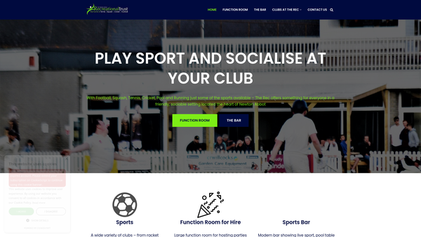 Screenshot of the Newton Abbot And District Recreational Trust Limited website