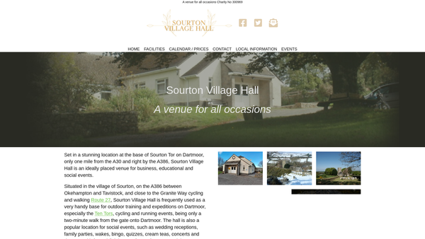 Screenshot of the Sourton Village Hall website