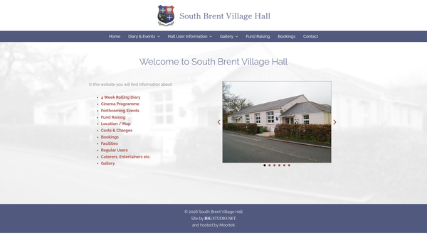 Screenshot of the South Brent Village Hall website