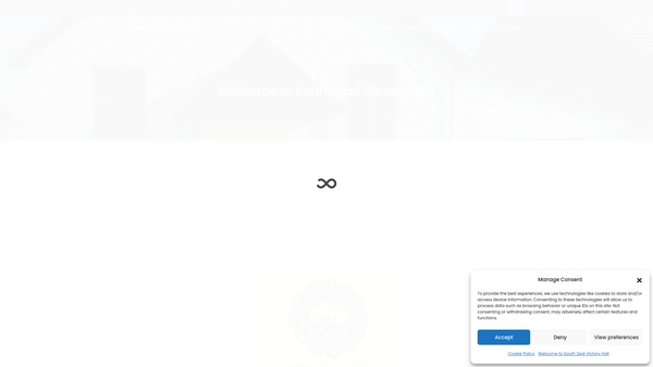 Screenshot of the The South Zeal Victory Hall website