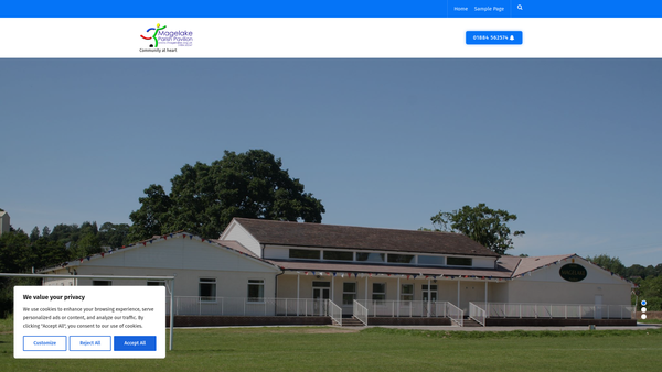 Screenshot of the Magelake Hall And Recreation Ground website