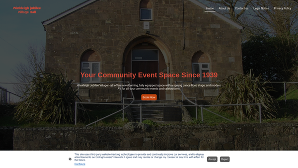 Screenshot of the Winkleigh Jubilee Hall website