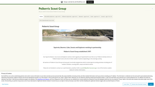 Screenshot of the Polkerris Scout Group website