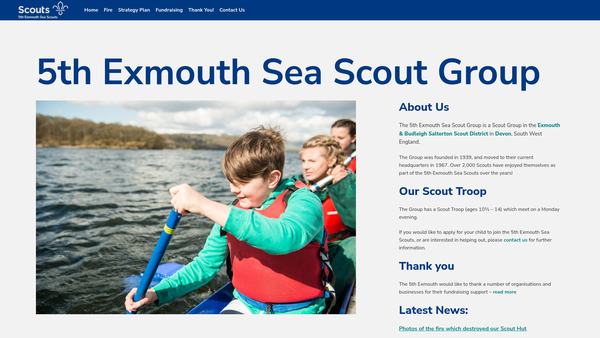 Screenshot of the 5th Exmouth Sea Scout Group website