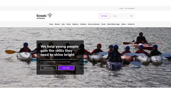 Screenshot of the 1st Plympton Scout Group website